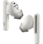 POLY Écouteurs sable blanc Voyager Free 60 UC + adaptateur USB-A BT700 + étui de charge de base (7Y8L3AA) – Image 4