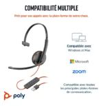 POLY Micro-casque Blackwire 3210 monaural USB-C + adaptateur USB-C/A (8X214AA) – Image 3