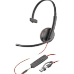 POLY Micro-casque Blackwire 3215 monaural USB-C + connexion 3,5 mm + adaptateur USB-C/A (8X227AA)