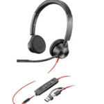 POLY Micro-casque Blackwire 3325 stéréo USB-C certifié Microsoft Teams + connexion 3,5 mm + adaptateur USB-C/A (8X222AA)