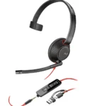POLY Micro-casque monaural USB-C Blackwire 5210 + prise 3,5 mm + adaptateur USB-C/A (8X230AA)