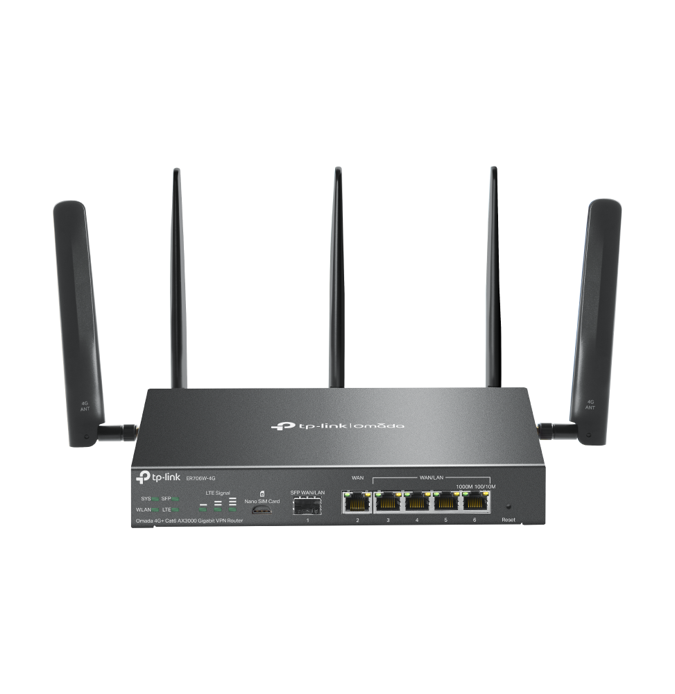 routeur-vpn-tp-link-omada-4g-cat6-wifi-ax3000-gigabit-er706w-4g.png Routeur VPN TP-Link Omada 4G+ Cat6 WiFi AX3000 Gigabit (ER706W-4G) – Image 1