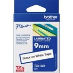 Cassette à ruban Brother TZe-221 - Noir sur blanc, 9 mm de large / 8 m de long
