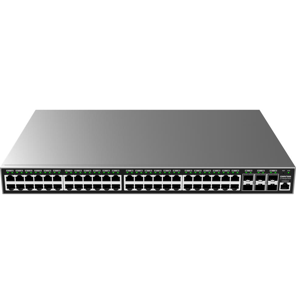 switch-administrable-niveau-2-grandstream-gwn7806-48-ports-gigabit-6-ports-sfp-gigabit.png Switch Administrable Niveau 2+ Grandstream GWN7806 48 Ports Gigabit + 6 Ports SFP+ Gigabit – Image 1