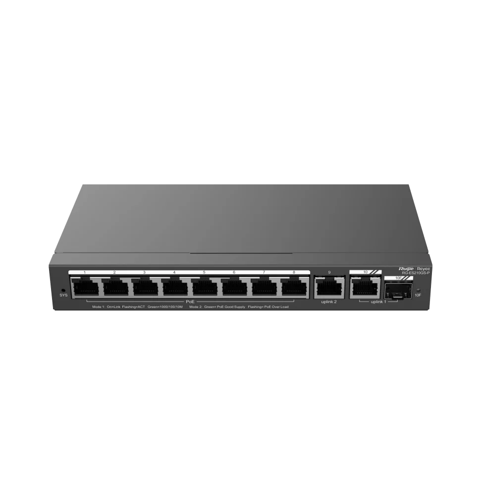 switch-administrable-reyee-rg-es210gs-p-8-ports-poe-1-sfp-120w.webp Switch Administrable Reyee RG-ES210GS-P 8 ports PoE / 1 SFP 120W – Image 1