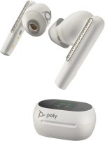 POLY Écouteurs sable blanc Voyager Free 60+ UC + adaptateur USB-C BT700 + étui de charge avec écran tactile (7Y8G6AA) – Image 4