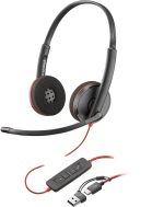 Poly Blackwire 3220 Stereo USB-C Headset +USB-C/A Adapter