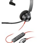 POLY Micro-casque Blackwire 3310 monaural USB-C certifié Microsoft Teams + adaptateur USB-C/A (8X216AA)