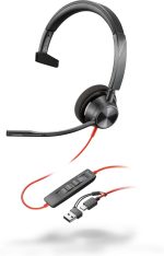 POLY Micro-casque Blackwire 3310 monaural USB-C certifié Microsoft Teams + adaptateur USB-C/A (8X216AA)