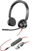 POLY Micro-casque Blackwire 3325 stéréo USB-C certifié Microsoft Teams + connexion 3,5 mm + adaptateur USB-C/A (8X222AA)