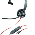 POLY Micro-casque Blackwire 3315 monaural USB-C certifié Microsoft Teams + connexion 3,5 mm + adaptateur USB-C/A (8X218AA)