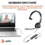 POLY Micro-casque Blackwire 3315 monaural USB-C certifié Microsoft Teams + connexion 3,5 mm + adaptateur USB-C/A (8X218AA) – Image 6