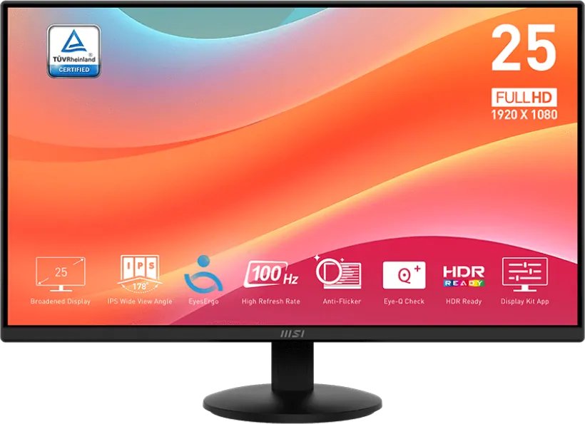 cmsou4wic0fajqg03jo3nkthe.jpg Écran 25" Full HD MSI PRO MP252L (9S6-3PD7CT-012) – Image 1