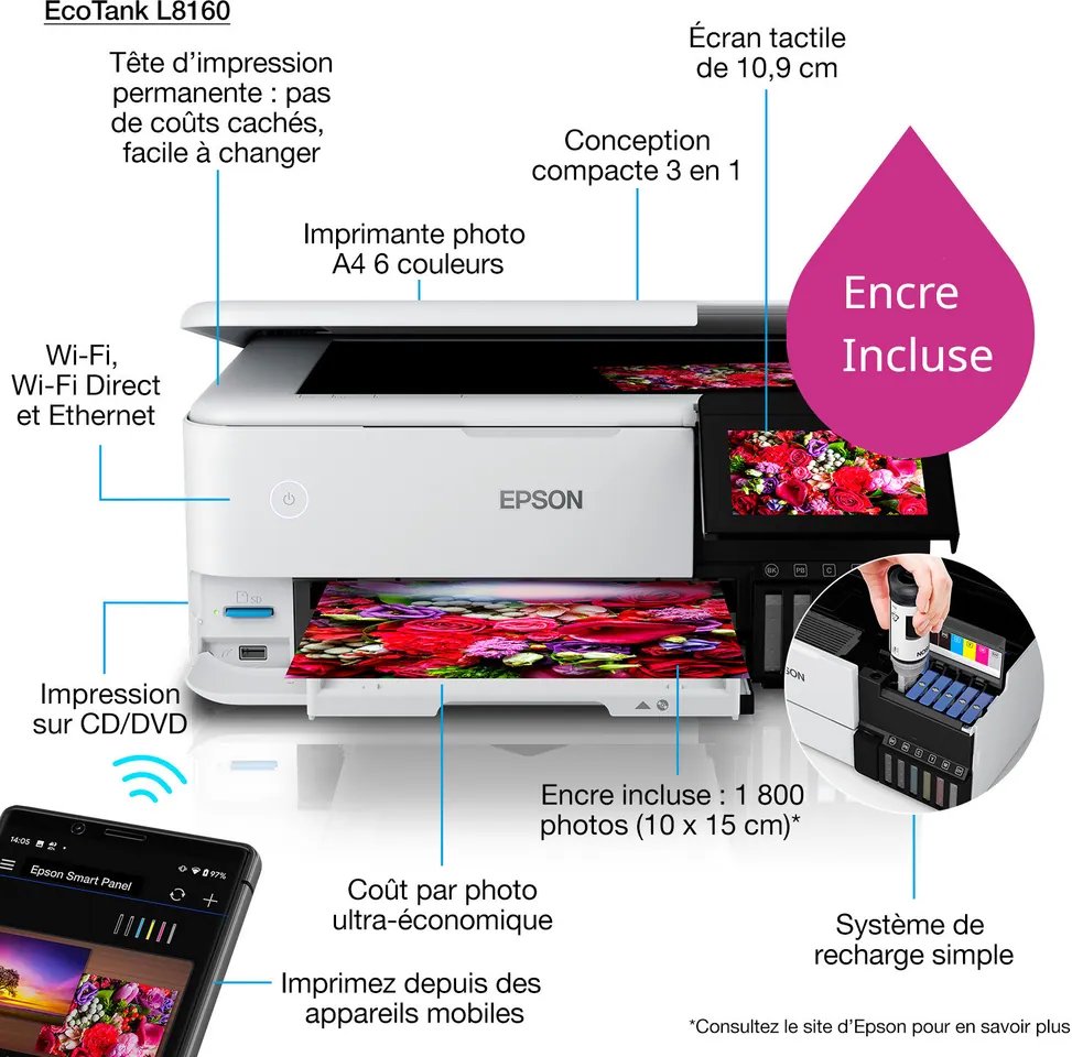 cmsx0tvig025qqg9x05rkmd51.jpg Epson EcoTank L8160 Imprimante photo (C11CJ20403) – Image 1