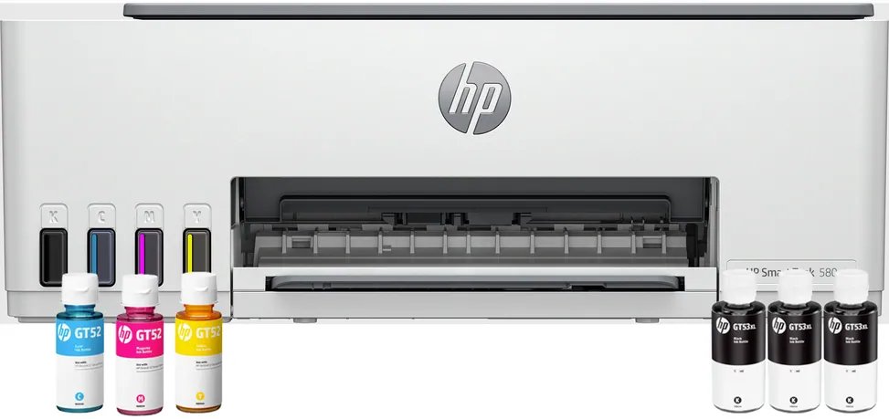 cmsx0tyb802ddqg9xgmzywui5.jpg HP Smart Tank 580 AiO Printer MFP 3en1 Wifi Couleur A4 12 B&WPPM 5PPMCOL 12M – Image 1