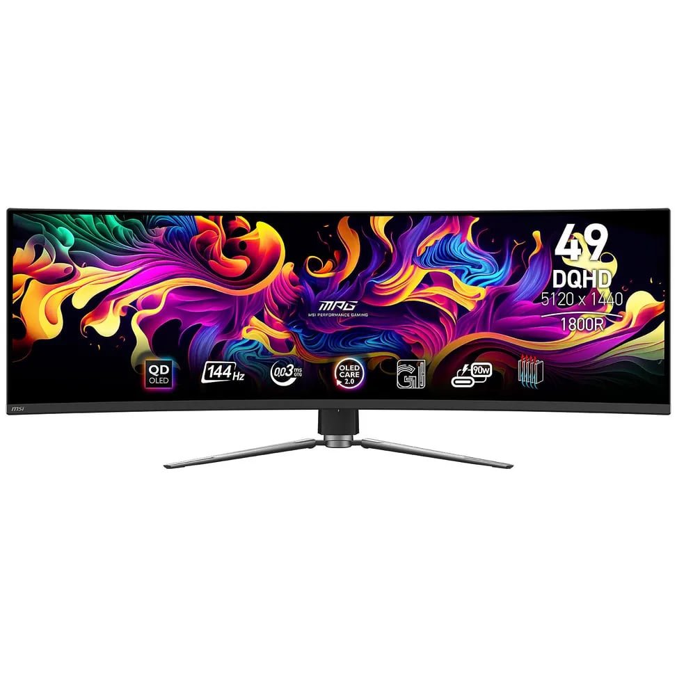 cmtoh7upp05o5qgztwo9t4mqq.jpg Écran Gaming incurvé 49" 5K MSI MPG 491CQP QD-OLED 144 Hz (9S6-3FA84T-001) – Image 1