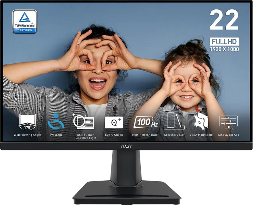 cms0h52o20f0qqgd7v93gu4wx.jpg Écran 21.45” Full HD MSI Pro MP225V (9S6-3PE0CM-001) – Image 1