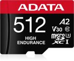 Carte mémoire ADATA 512 Go microSDXC/SDHC UHS-I haute endurance (AUSDX512GUI3V30SHA2-)