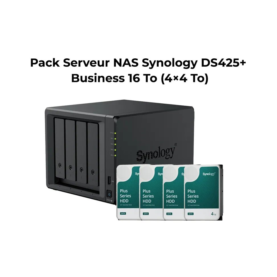 cmsowr5ot0h8rqg03hmt15lao.jpg Pack Serveur NAS 4 baies Synology DiskStation® DS425+ Business 16 To (4×4 To) – Image 1