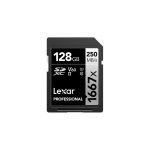 LEXAR CARTE SD SD1667X 128GB Professional 1667x SDXC™ UHS-II cards,up to 250MB/s read 120MB/s wr 12M