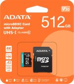 Carte mémoire ADATA Premier Pro 512 Go microSDXC/SDHC UHS-I U3 V30 (AUSDX512GUI3V30SA2-R) – Image 3