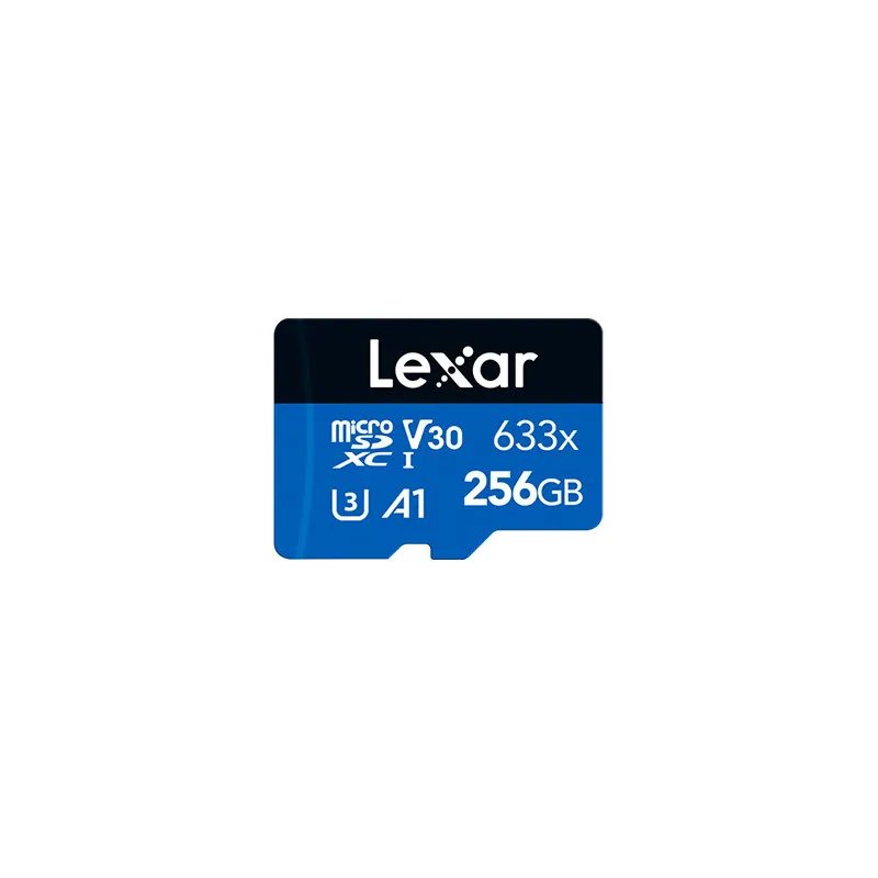 cmsowrgq80hp1qg03lqqstpow.jpg Carte microSD Lexar High-Performance 633x BLUE microSDXC UHS-I 256 Go 100MB/s avec adaptateur (LSDMI256BB633A) – Image 1