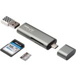 Lecteur Carte Mémoire PNY - 3 en 1 USB-C | SD, microSD, SDHC, microSDHC, SDXC, microSDXC (R-TC-UA-3N1E01-RB)