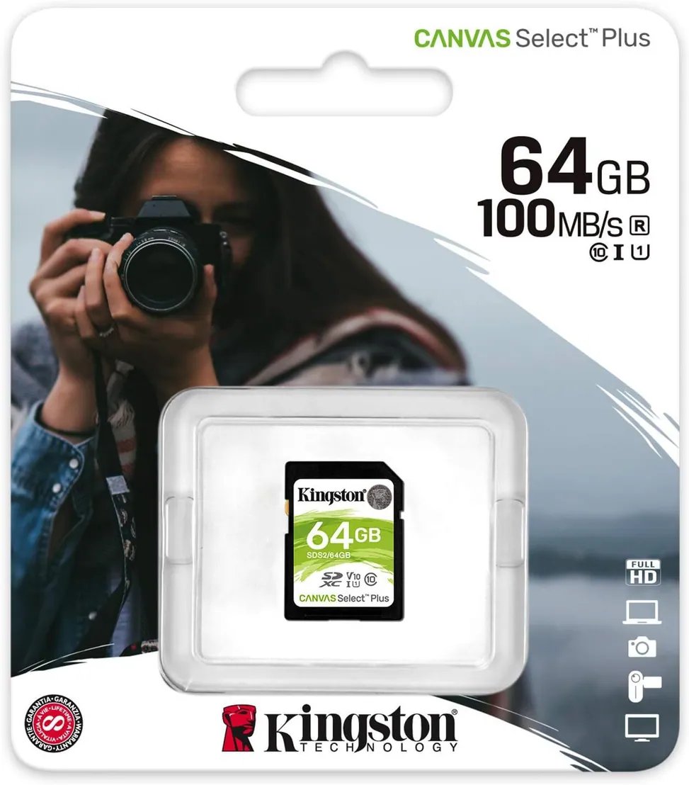 cmsows12s0imwqg039e99pxc2.jpg Carte mémoire Kingston Canvas Select Plus 64 Go SDXC UHS-I Classe 10 (SDS2/64GB) – Image 1
