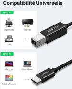 Ugreen CABLE IMPRIMANTE USB-C TO BM NOIR 2M – Image 3