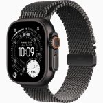 Apple Watch Ultra 3 GPS + Cellular 49 mm-Black Titanium-Bracelet Milanais en titane Noir-Large
