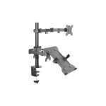 DOUBLE SUPPORT DIGITAL Colonne articulée pour Tablette / ECRAN + PC PORTABLE
