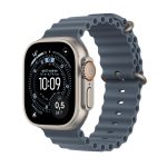 Apple Watch Ultra 3 GPS + Cellular 49 mm-Natural Titanium-Bracelet Océan Bleu maritime-Taille Unique